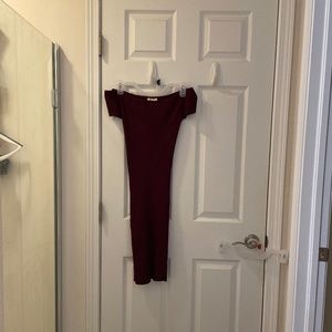 Burgundy off the shoulder dress